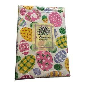 Vintage Town & Country Living Easter Egg Vinyl Oblong Tablecloth 52” X 90” *New